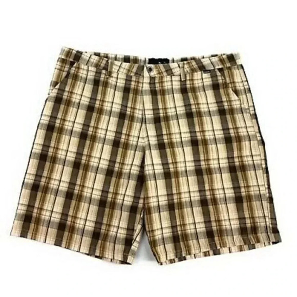 Hurley Men's Flat Front 9.5" Inseam Cotton Blend Brown Plaid Shorts size… - Picture 1 of 4